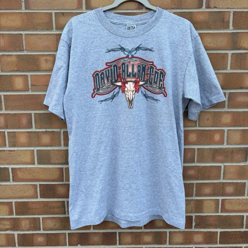 Vintage 90s David Allan Coe World Tour T Shirt Sz L USA Made Single Stitch Vtg
